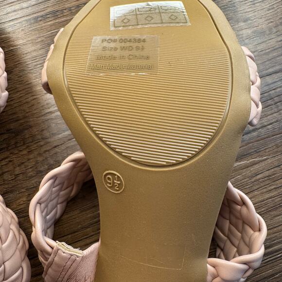 Journee Collection Melissa blush pink size 9.5 WD woven mule sandals block heel - Picture 6 of 10